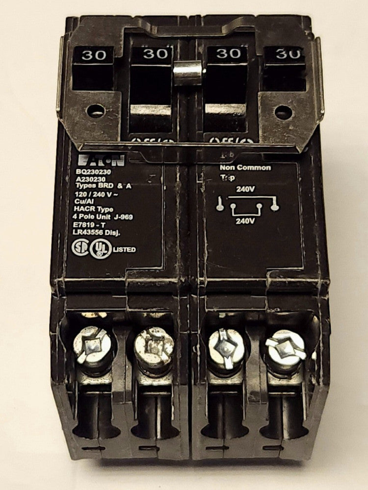 EATON BQ230230 TWO 2 Pole 30 AMP Quadplex Type BRD Circuit Breaker
