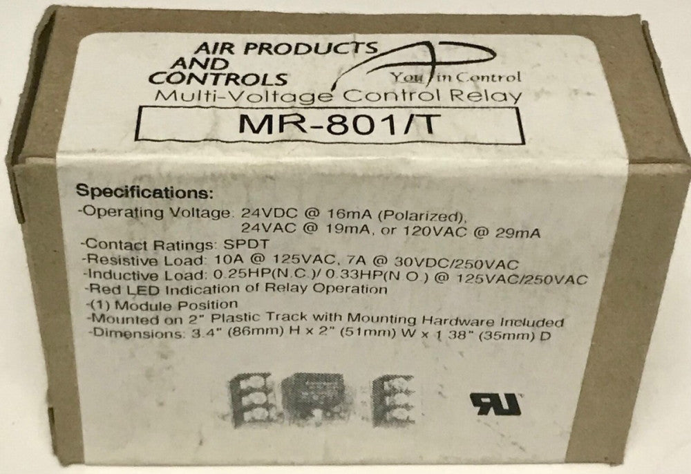 APC AIR PRODUCTS AND CONTROLS MR 801 T Multi Voltage Control Relay MR-801/T SPDT