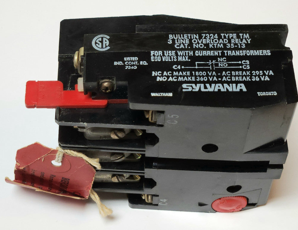SYLVANIA JOSLYN CLARK KTM 35-13 7324 Type TM Overload Relay KTM35 13