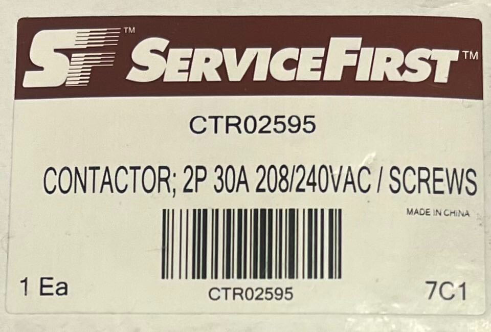 SERVICE FIRST CTR02595 Contactor 2 POLE 30 AMP 208/240VAC