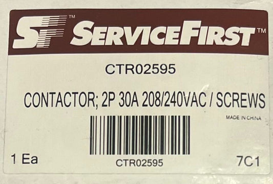 SERVICE FIRST CTR02595 Contactor 2 POLE 30 AMP 208/240VAC