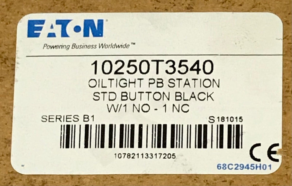 EATON 10250T3540 BLACK Pushbutton Station Enclosure 1 NO 1 NC