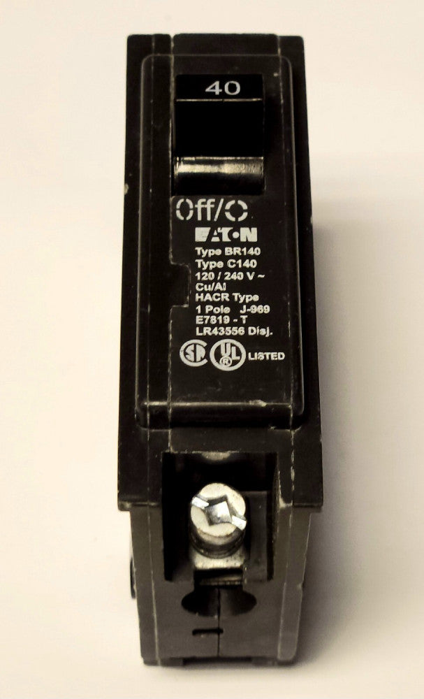 EATON CUTLER HAMMER BR140 C140 Single Pole 40 AMP Type BR Circuit Breaker