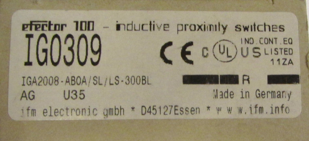 IFM EFECTOR IG0309 Proximity Switch IGA2008 AB0A SL LS 300BL AGU35