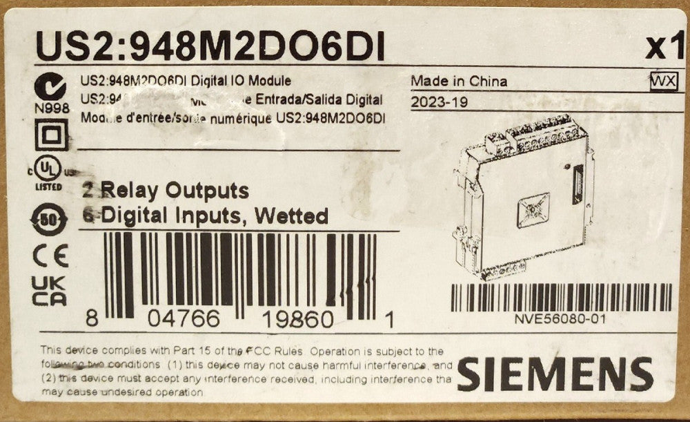 SIEMENS US2 948M2DO6DI Digital IO Module 2 Relay Outputs 6 DIGITAL Inputs