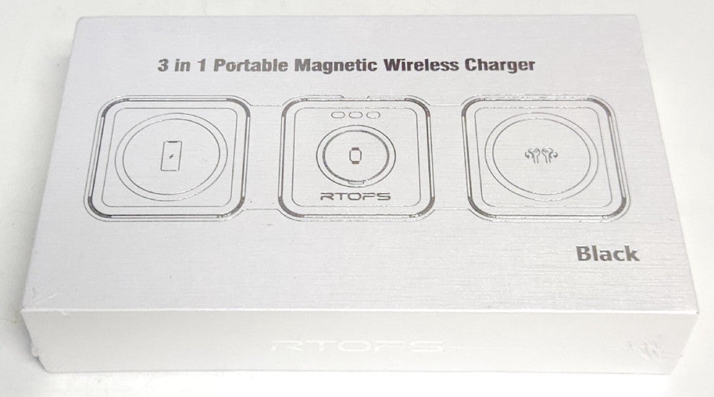 RTOPS W-312 3 In One Wireless Charger Station IPhone Apple Watch Airpods BLACK