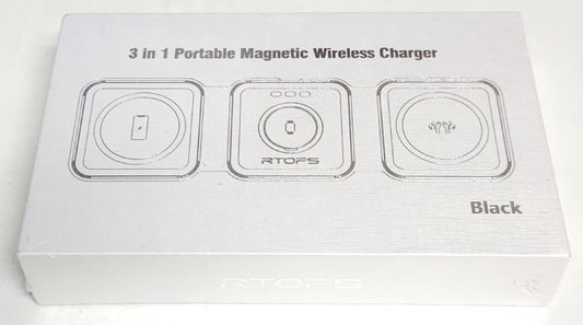 RTOPS W-312 3 In One Wireless Charger Station IPhone Apple Watch Airpods BLACK
