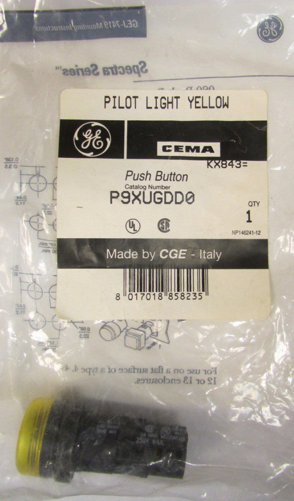 GENERAL ELECTRIC GE CEMA P9XUGDD0 CGE Yellow Illuminated  Push Button 