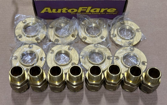 Box of 8 - TracPipe AutoFlare FGP-BFF-1000 Gas Brass 1" Flange Fitting - Unused