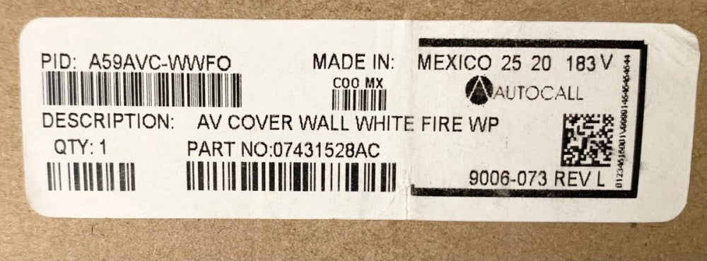 AUTOCALL TRUE ALERT A59AVC WWFO WHITE FIRE AV ALARM COVER 