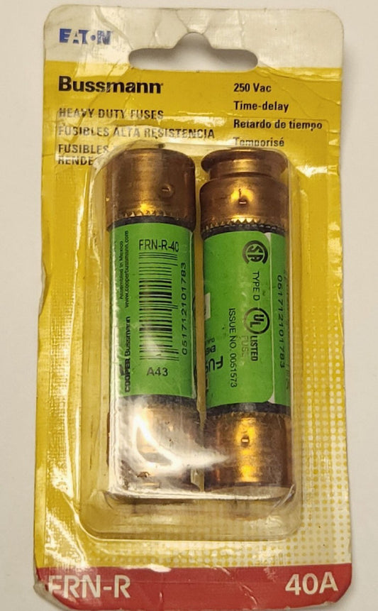 PACK OF 2 EATON BUSSMANN FUSETRON FRN R 40 Time Delay 40 AMP 250 VAC Fuse