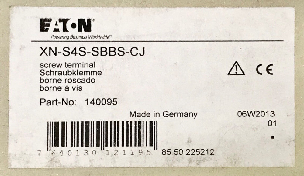 EATON MOELLER XN S4S SBBS CJ Screw Terminal Block 140095 XION