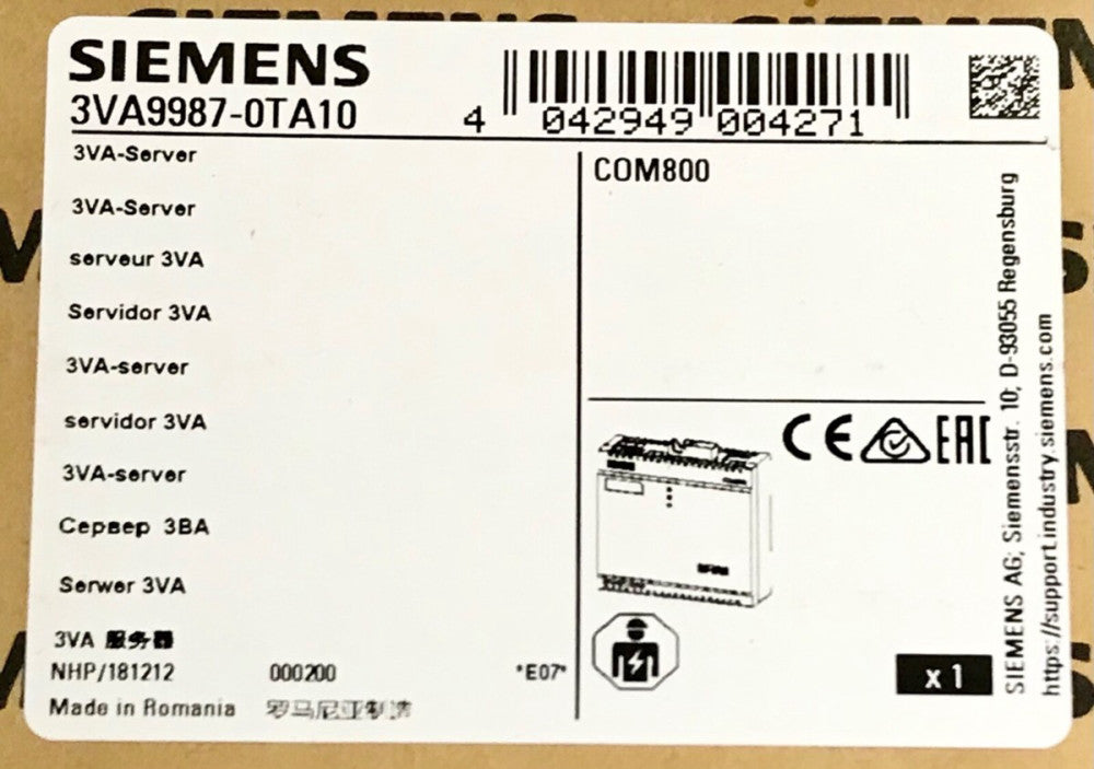 SIEMENS 3VA9987 OTA10 3VA Server Module COM800 24v 3ZW1012 0VA01 5EA0