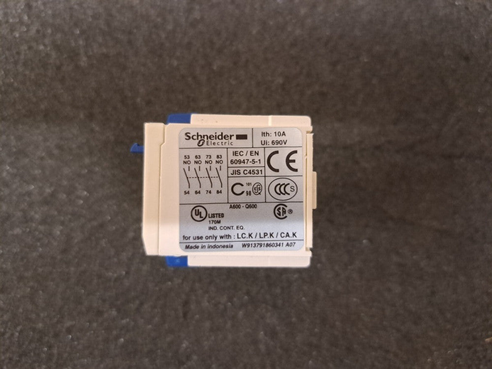 Used, Schneider Electric, LA1KN40, Auxillary Contact Block, 4NO, 10A; Lot of 2