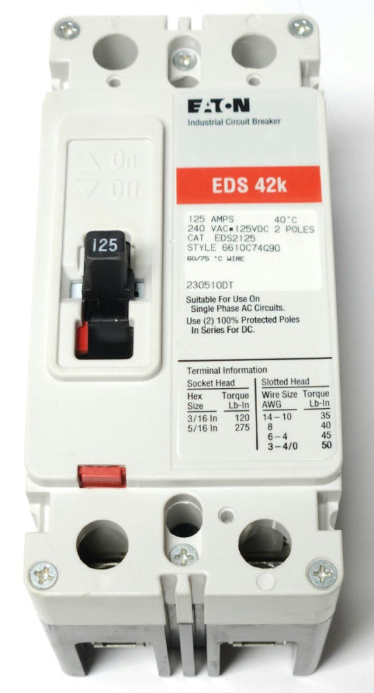 EATON CUTLER HAMMER EDS2125 2 Pole 125 AMP Type EDS Circuit Breaker