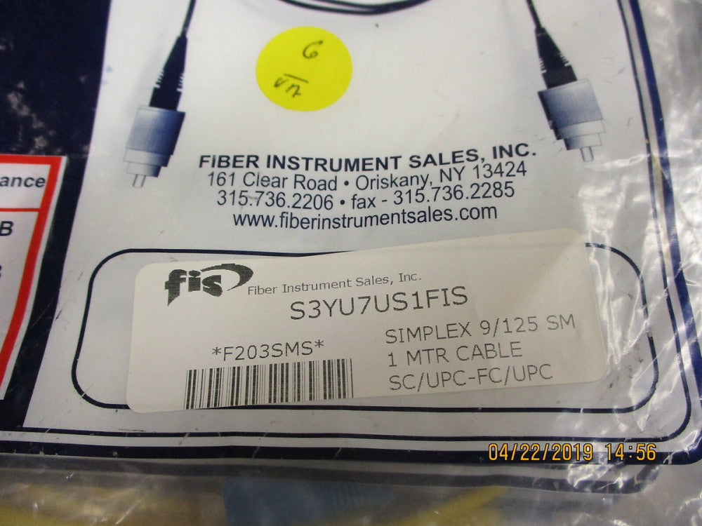 F203SMS FIBER INSTRUMENT SIMPLEX 9/125 SM 1MTR CABLE SC/UPC- BRAND NEW! LOT OF 3