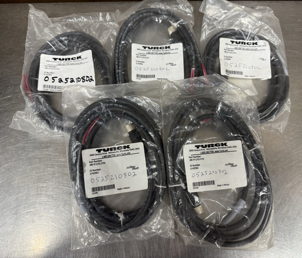 Lot Of 5 - TURCK KBE4T-2/CS12753 U-42362 MicroFast Cord New