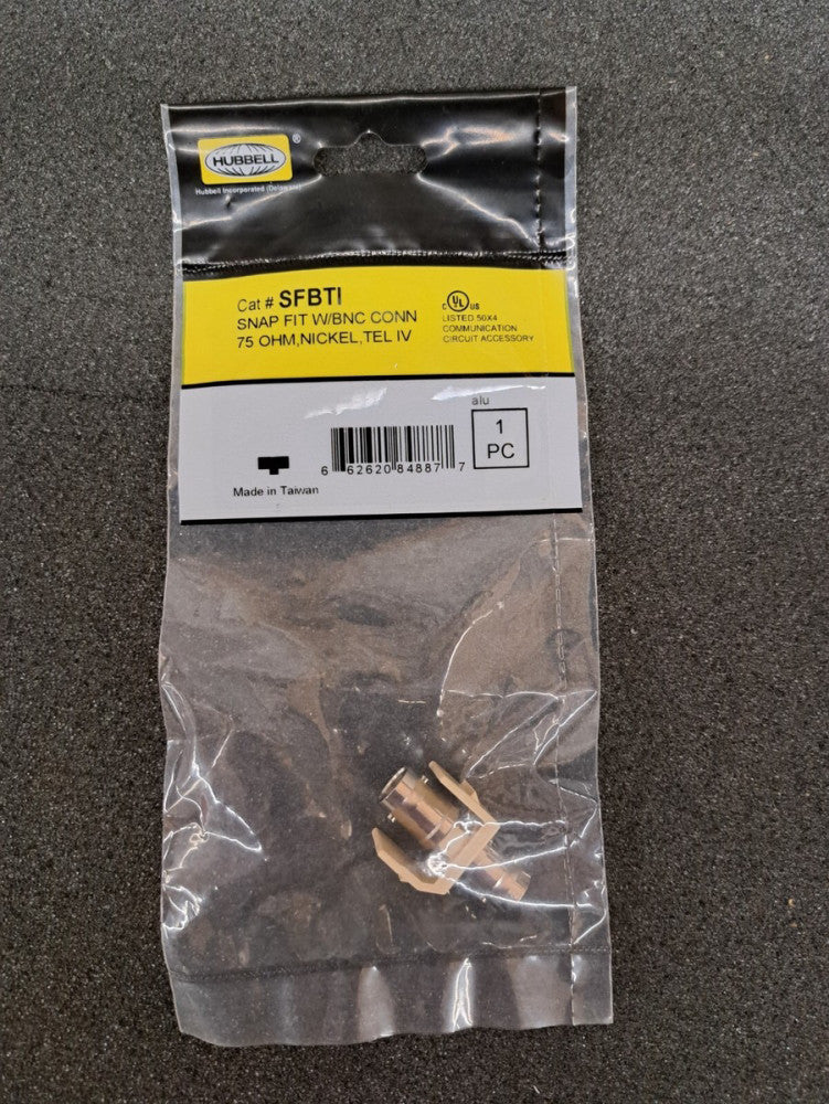 New, Hubbell, SFBTI, Snap fit, BNC, F/F, 75 Ohm, TI, Sold as a lot of 10pcs!