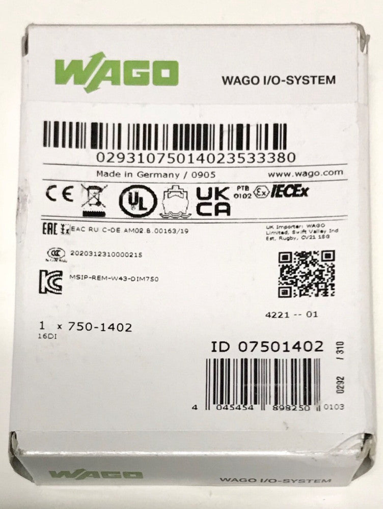 SEALED WAGO 750 1402 MSIP REM W43 DIM750 I/O Input Output Module 750-1402