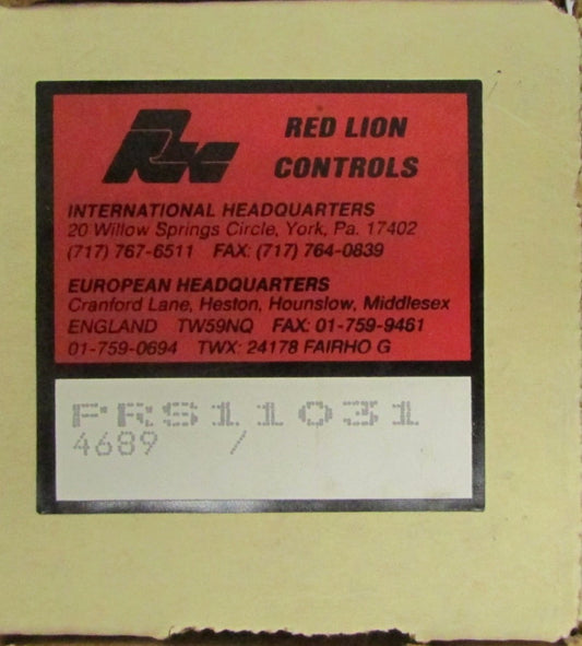RED LION CONTROLS PRS11031 Speed Switch Control Relay 4689