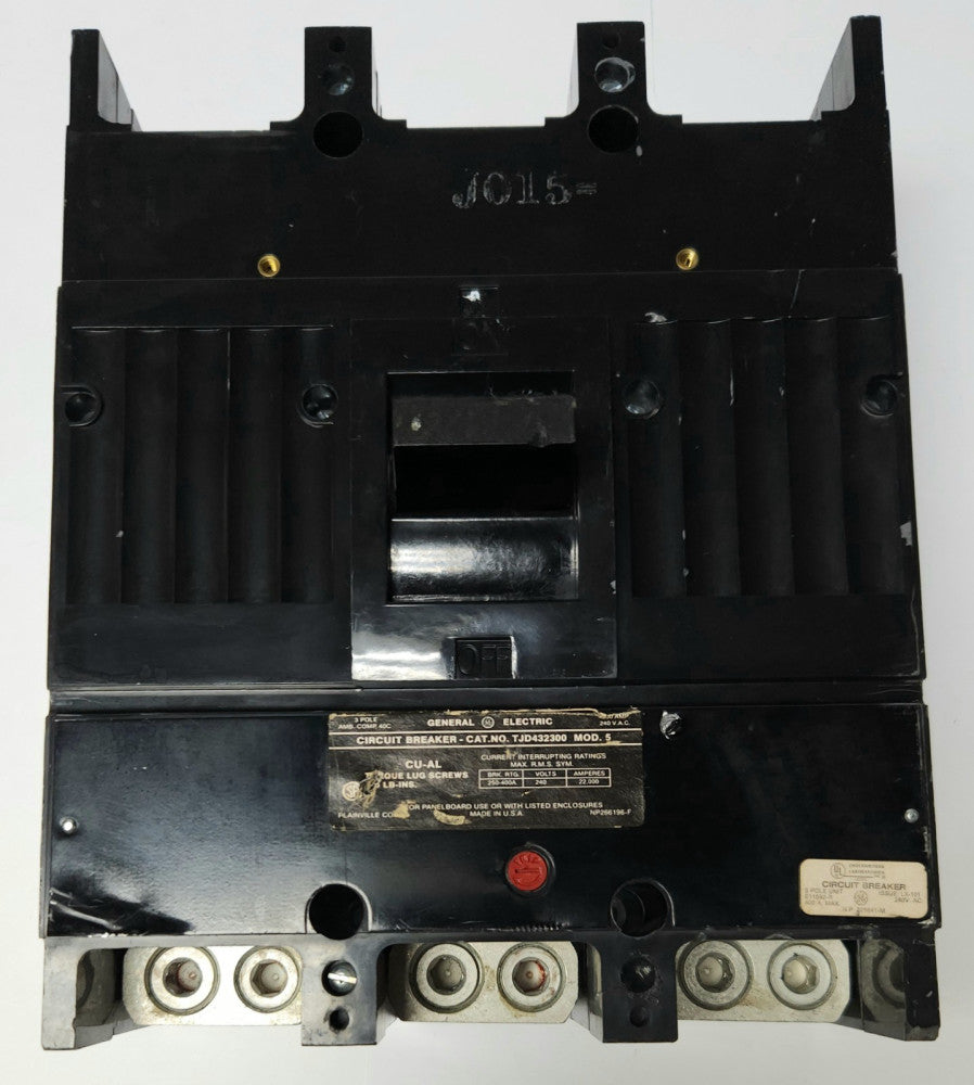 GENERAL ELECTRIC TJD432300 Type TJD 3 Pole 300 AMP 240 VAC Circuit Breaker