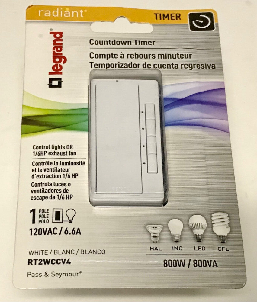 LEGRAND RT2WCCV4 Radiant Countdown TIMER 120 VAC 800W 800VA