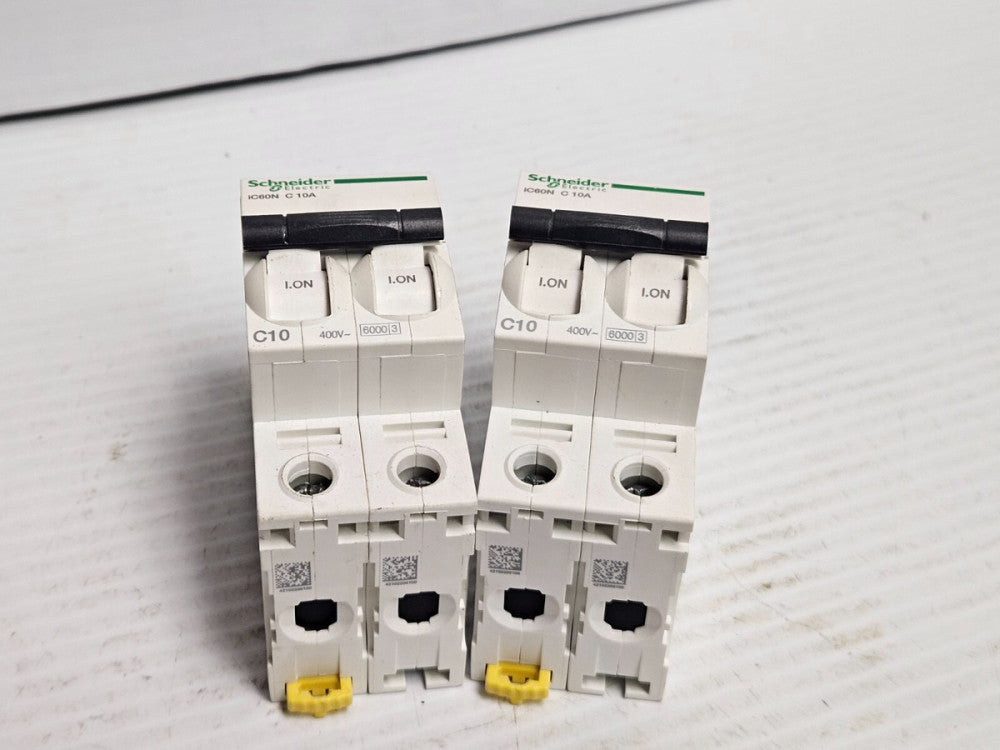 LOT OF 2 SCHNEIDER ELECTRIC CIRCUIT BREAKER IC60N C10A 10 A AMP 2P 2 POLE 400V