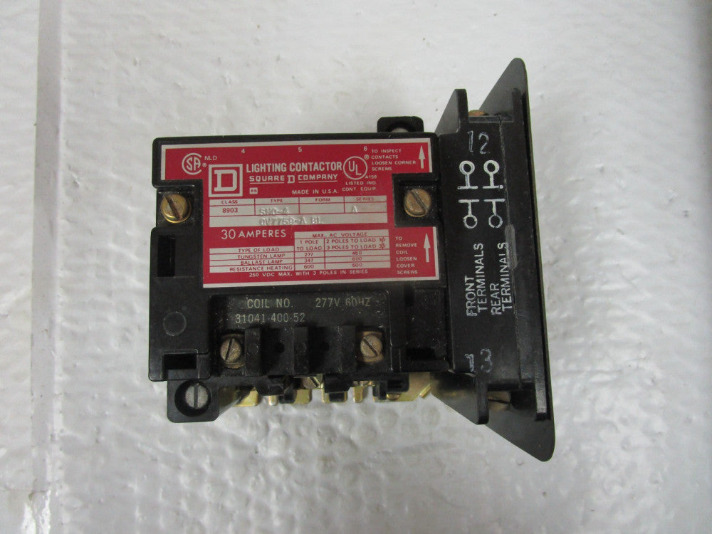 Square D 8903 SMO-4 Contactor Ser A 277V Coil 30A amp 8903SMO4