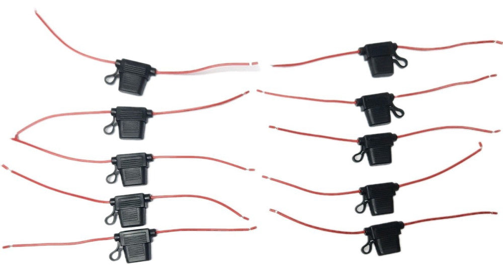 LOT OF 10 OPTIFUSE LPR 02B 18R Blade Type In Line 10 Amp Fuse Holder 18 AWG Red