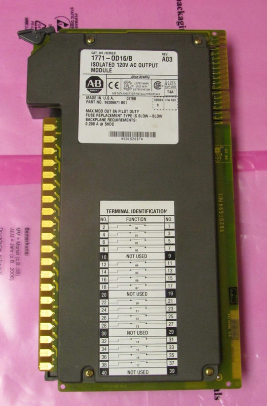 ALLEN BRADLEY 1771 OD16 Series B Rev A03 Isolated 120V AC Ouput Module 1771 0D16