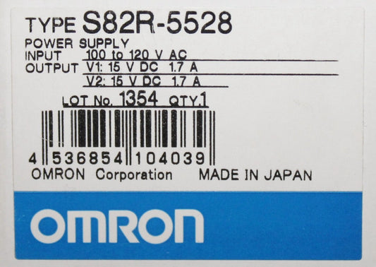 OMRON S82R 5528 Input 100-120 VAC Output 15 VDC Power Supply 1.7 Amp