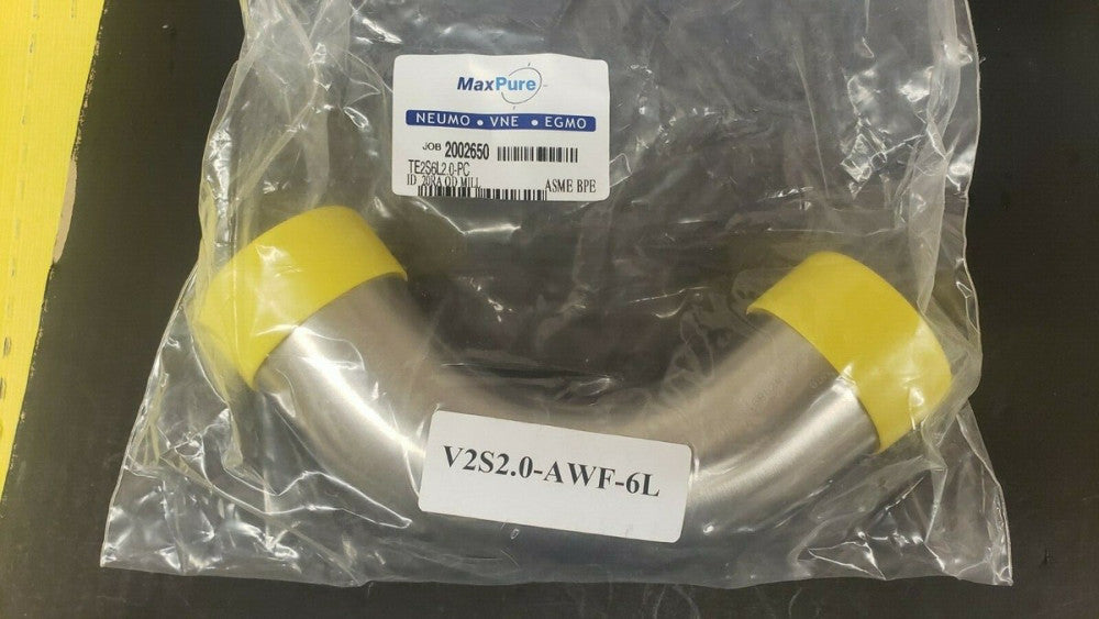 New, Maxpure, TE2S6L2.0-PC, Elbow, 2", 90, 316SS AWF "A" Dim-5.0"