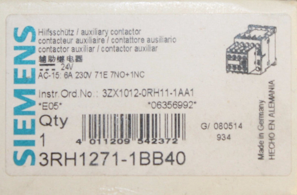 SIEMENS  3RH1271 1BB40 24 v DC Safety Control Relay 7 N.O 1 N.C  Auxilliary