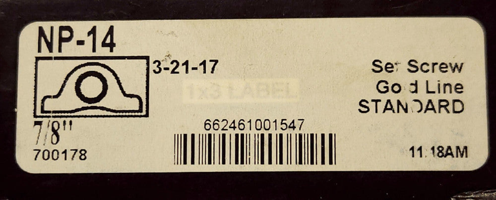 SEAL MASTER NP-14 7/8" REGAL Gold Line Bearing NP 14 7/8 Inch Pillow Block