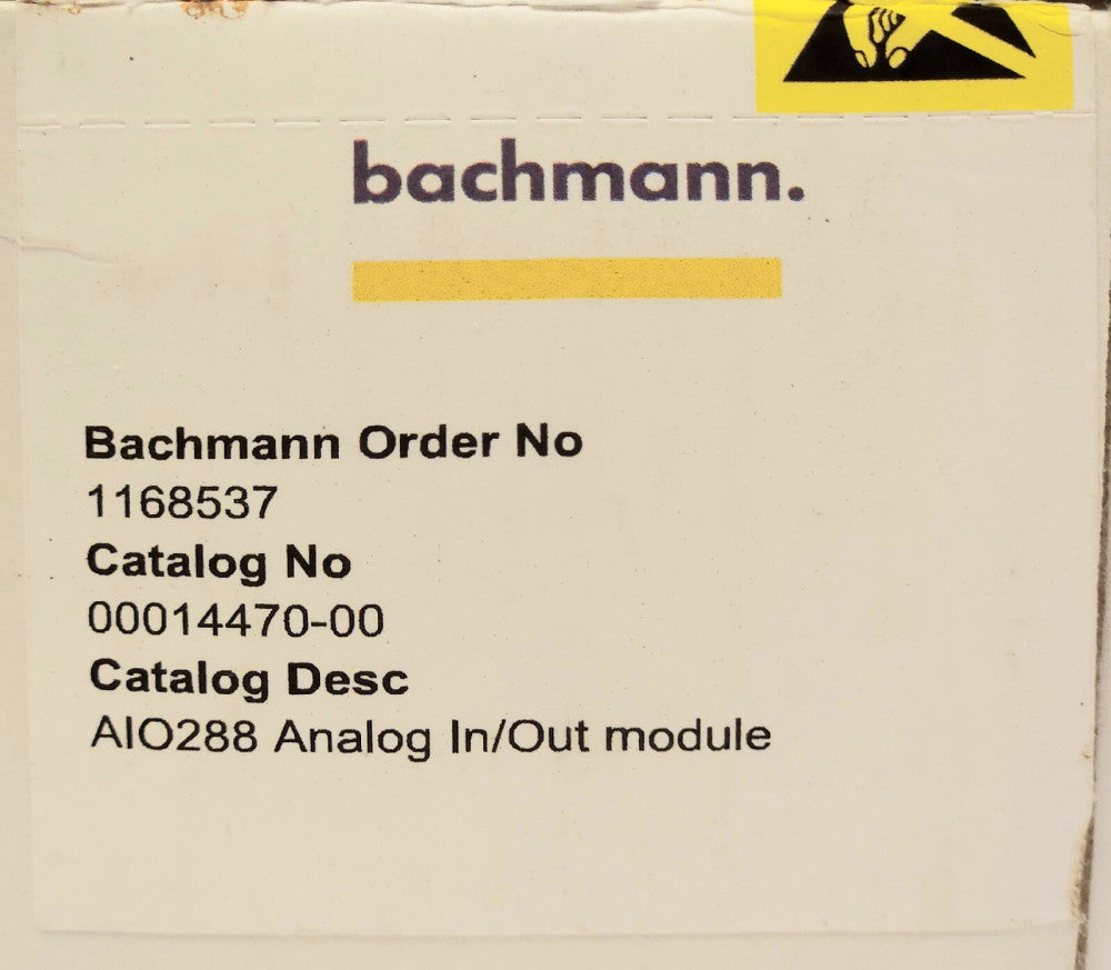 BACHMANN AIO288 ANALOG Input Output Module 1168537 00014470-00 24 VDC AI0288