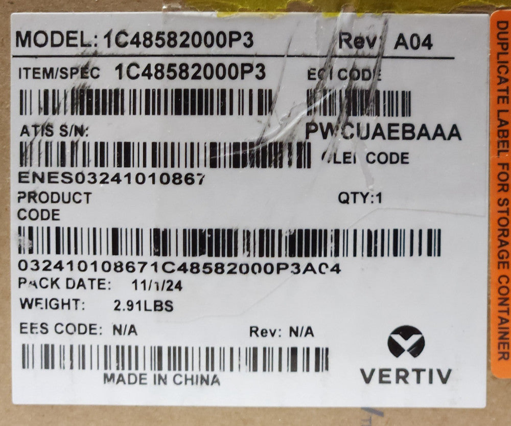 VERTIV MODEL 1C48582000P3 eSure Power Converter C48/58 2000P3 Power Supply Input