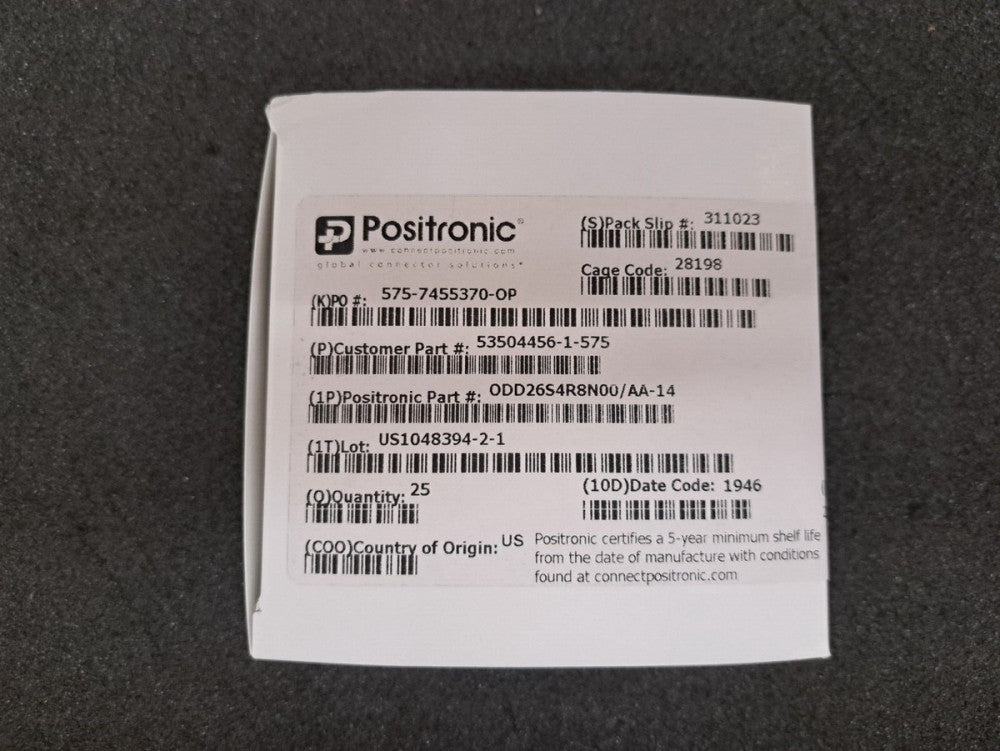 New, Positronic, ODD26S4R8N00/AA-14, D-Sub High Density Connectors D-Sub Female