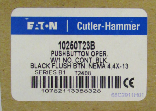 EATON CUTLER HAMMER 10250T23B BLACK Flush Head Push Button 1 N.O Contact Block