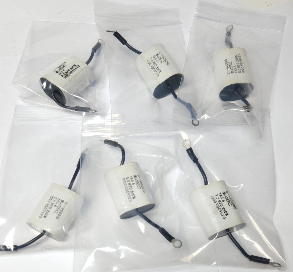LOT OF 6 ASC YAS 6 3.3 MFD CAPACITOR C- -800010 ± 10% 1000 VDC 9629