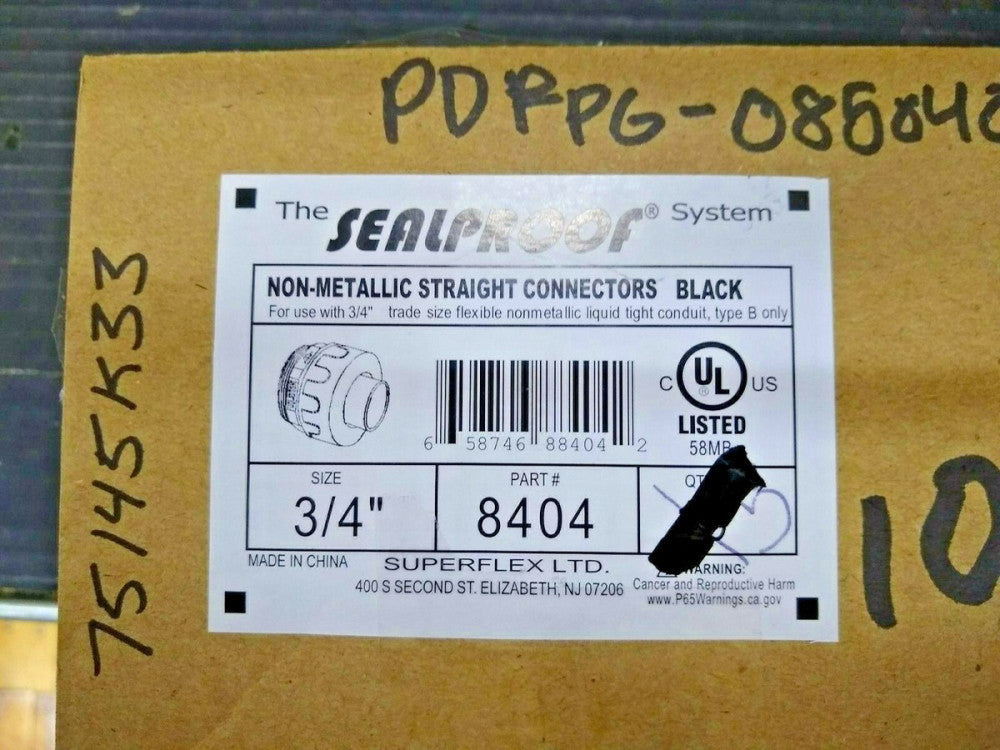New, Superflex LTD, 8404, ADPTR, FLEX. CONDUIT, 3/4", THREADED, PVC - 15pc Lots