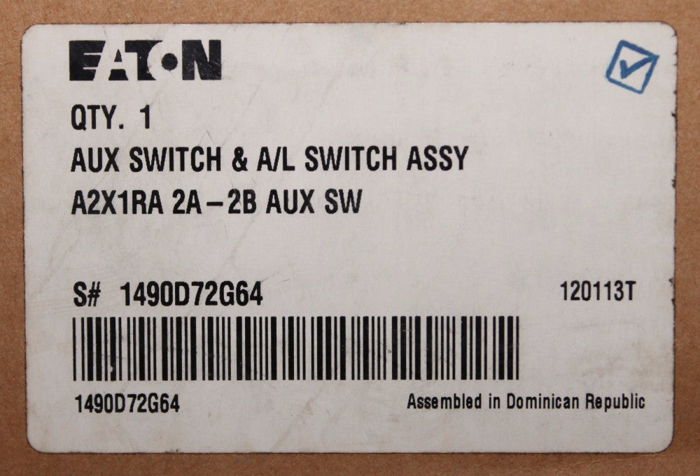 EATON CUTLER HAMMER A2X1RA 2A-2B F Frame Alarm Auxiliary Switch 1490D72G64