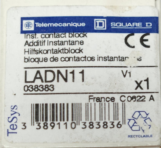 TELEMECANIQUE SQUARE D LADN11 Top Mount Auxiliary Contact Block 1 NO