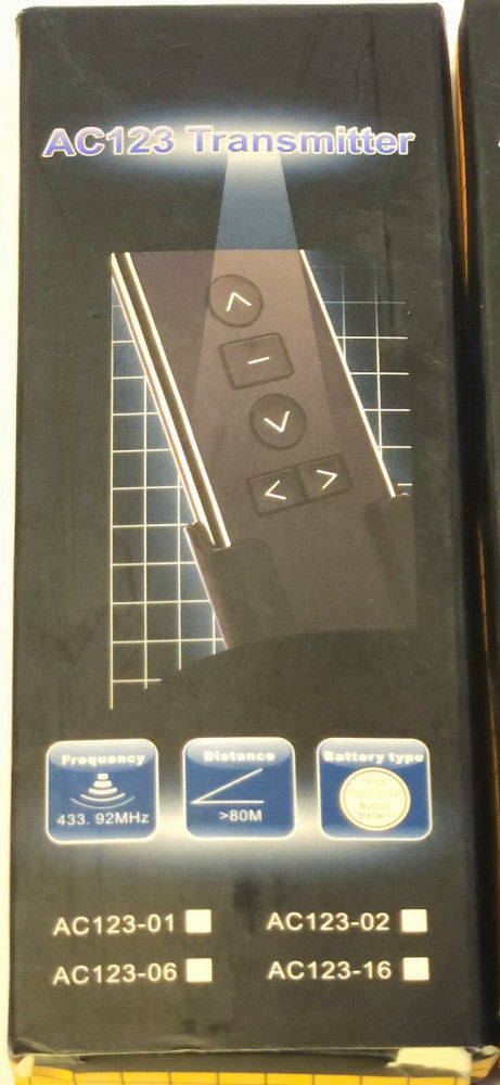 A-OK MODEL AC123 02 AC123 Roller Shade Remote Control Transmitter WHITE AC123-02