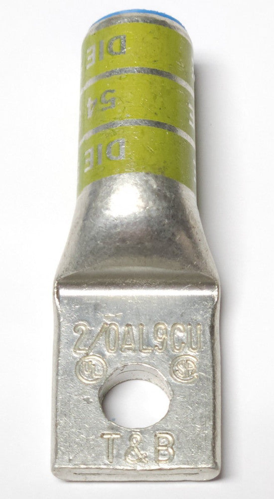 T&B THOMAS & BETTS OLIVE DIE 54 2/0 AL9CU Aluminum Crimp On Lug 3/8" Stud