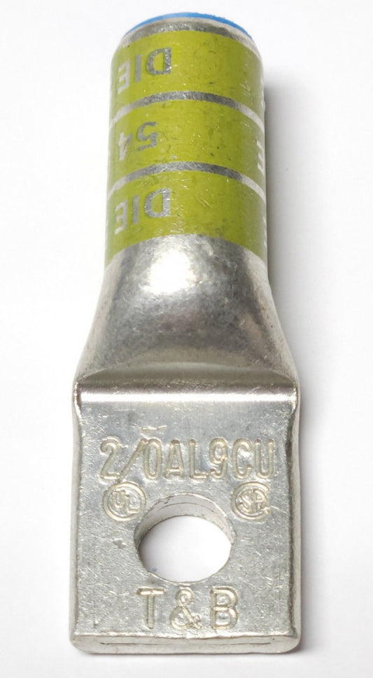 T&B THOMAS & BETTS OLIVE DIE 54 2/0 AL9CU Aluminum Crimp On Lug 3/8" Stud