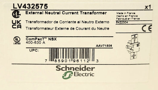 SCHNEIDER ELECTRIC LV432575 COMPACT NSX External Neutral Current Transformer