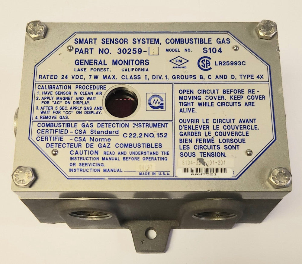 GM GENERAL MONITORS S104 30259-2 COMBUSTIBLE GAS S104 300 103 201 Smart Sensor