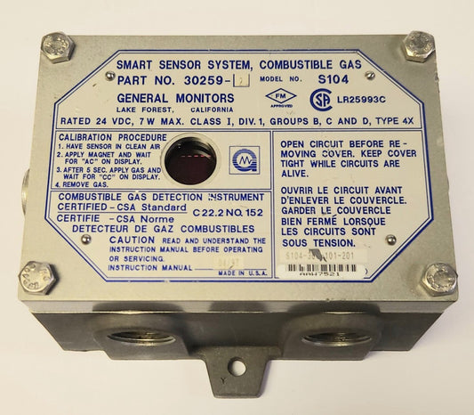 GM GENERAL MONITORS S104 30259-2 COMBUSTIBLE GAS S104 300 103 201 Smart Sensor