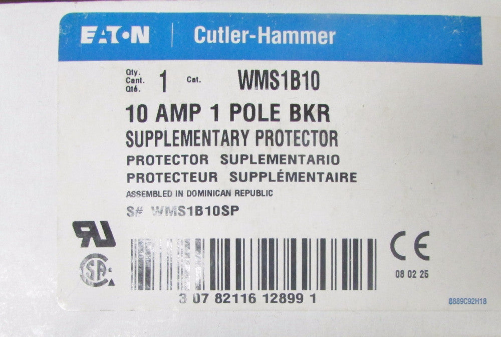 EATON CUTLER HAMMER WMS1B10 Supplementary Protector Breaker WMS1B10SP