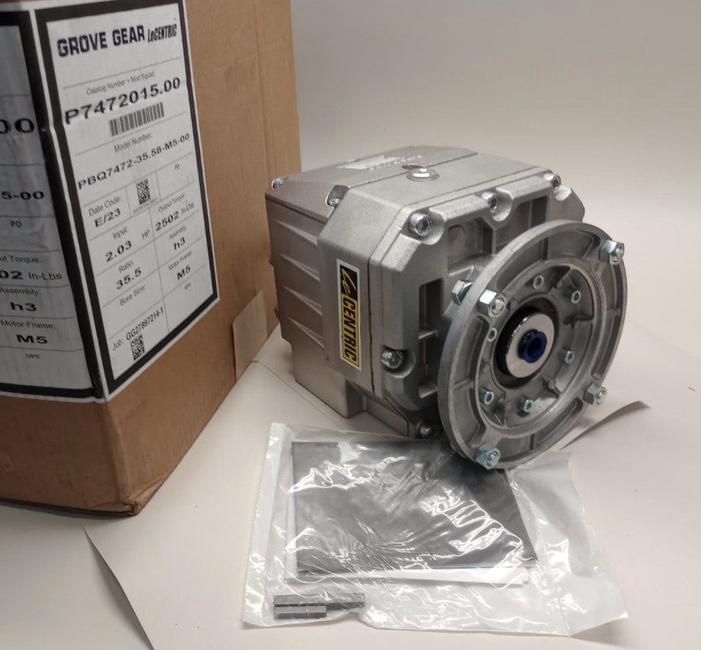 Grove Gear P7472015.00 Gear Box LeCentric PBQ7472-35.58-M5-00 Ratio 35.5:1